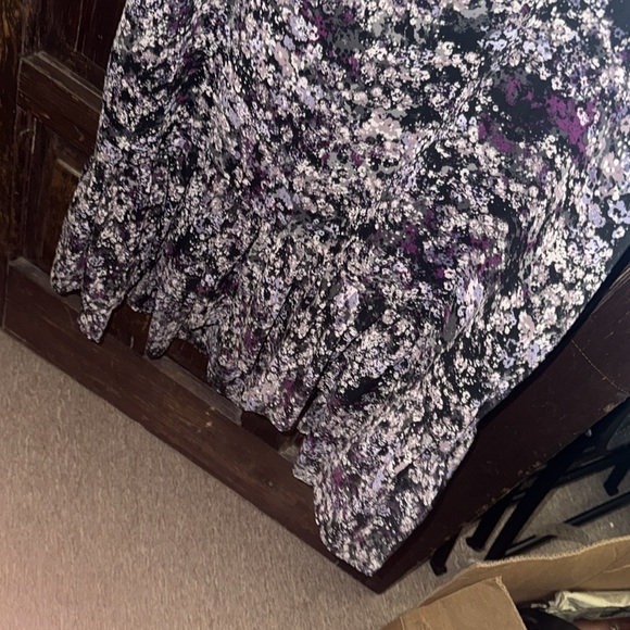 Floral Purple Maxi Skirt with Ruffle Hem - Picture 3 of 4